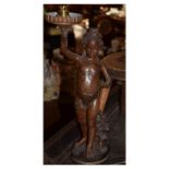 Figural spelter table lamp stamped Aurili, 41cm overall height