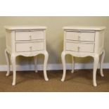 Pair of John Lewis 'Rose Mist' serpentine front bedside chests, each fitted two drawers, 46cm wide