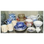 Group of 18th-20th Century ceramics to include; 18th Century blue and white porcelain sauce boat,