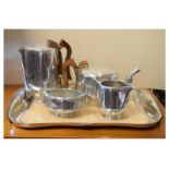Piquot ware five piece aluminium tea set