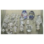 Assorted glassware to include; Swarovski crystals animals, two glass paperweights, etc (27)