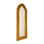 Modern pine framed arch topped wall mirror, 120cm high x 49cm wide overall