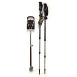 Pair of Leki Makalu adjustable height walking poles, together with a shooting stick