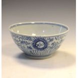 Chinese Provincial blue and white porcelain bowl probably 18th Century, of hemispherical form with