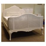 John Lewis 'Rose Mist' bergere style double bed with Dreams orthopaedic mattress, the mattress 4'4