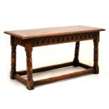 Reproduction oak rectangular bench/coffee table, 91cm wide