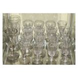 Collection of mainly 19th Century drinking glasses to include; panel-cut dwarf ale glass, largest