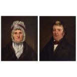 19th Century English School - Pair of oils on canvas - Portraits of a lady and gentleman believed to