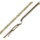 9ct gold fancy link bracelet, together with a 9ct gold bracelet or necklace fragment, 10.5g