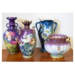 Four pieces of Royal Bonn hand painted and transfer printed ware, the tallest 29cm high