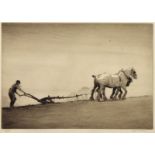 Cecil Charles Windsor Aldin (1870-1935) - Signed limited edition dry point etching - Ploughing, No.