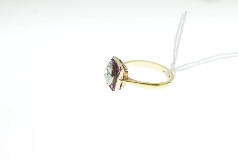 Diamond and calibre ruby 18ct gold ring, Birmingham 1998, the old brilliant cut estimated as - Image 3 of 7