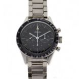 Omega, Rare 'Ed White' Speedmaster chronograph wristwatch, ref:105.003-64. The stainless steel