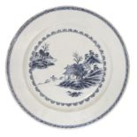 Late 18th/early 19th Century Chinese blue and white porcelain plate or charger, decorated with a