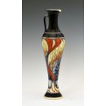 Modern Moorcroft pottery trial vase, in the 'Genesis Aurelian' pattern by Vicky Lovatt of slender
