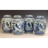 Set of four 20th Century Chinese blue and white porcelain jars and covers, each of sixteen-