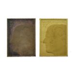 Boxed set of 22ct gold and Britannia standard silver replica stamp issues commemorating the Royal