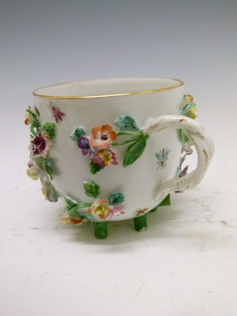 Late 19th Century Meissen porcelain chocolate cup, cover and saucer, each painted with insects and - Image 5 of 11