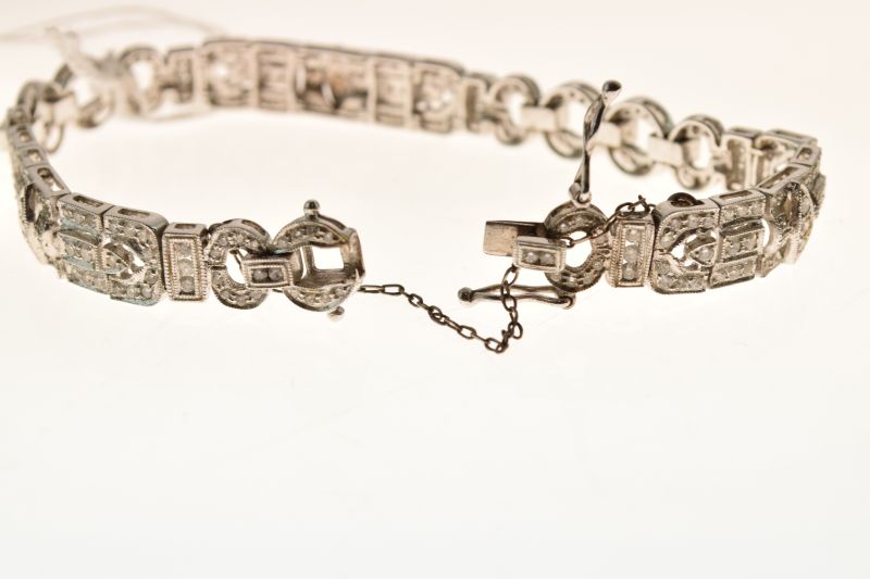 Diamond set 18ct white gold Art Deco style bracelet, set throughout with a total of one hundred - Image 7 of 7