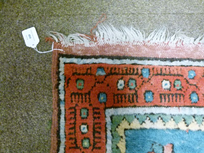 Middle Eastern (North West Persian) wool runner, the powder-blue field decorated with six large - Image 2 of 5