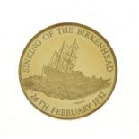 Gold Medallions - South African 18ct gold medallion commemorating the Heroes of the Birkenhead