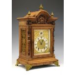 Early 20th Century German walnut-cased bracket clock, Lorenz Furtwangler & Sohne, retailed by Arnold