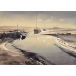 Rowland Hilder (1905-1993) - Watercolour - Estuary scene, signed lower right, 24.5cm x 34cm,