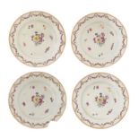 Four 19th Century Chinese Canton Famille Rose porcelain plates, with enamelled floral decoration