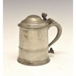 18th Century English pewter tankard, Richard Going, Bristol (1715-1766), the stepped domed cover