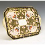 Early 20th Century Royal Crown Derby Imari pattern porcelain tray, of canted oblong form with