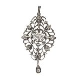 Iberian diamond set pendant, with Dutch import marks, 6cm long including bale and drop Condition: