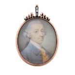 Jeremiah Meyer (1735-1789) - Portrait miniature of a gentleman wearing a powdered wig and blue