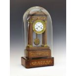 Late 19th Century French inlaid rosewood portico clock, Japy Freres, Paris, the white convex Roman