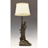 Emmanuel Villanis (1858-1914) - French bronze Art Nouveau figural table lamp, 'L'Otage', a maiden