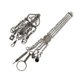 Cut steel chatelaine, with five suspensions; with another metal chatelaine Condition: See