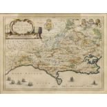Blaeu, Johannes – 17th Century hand-coloured map of Dorset, Comitatus Dorcestria vulgo Anglice