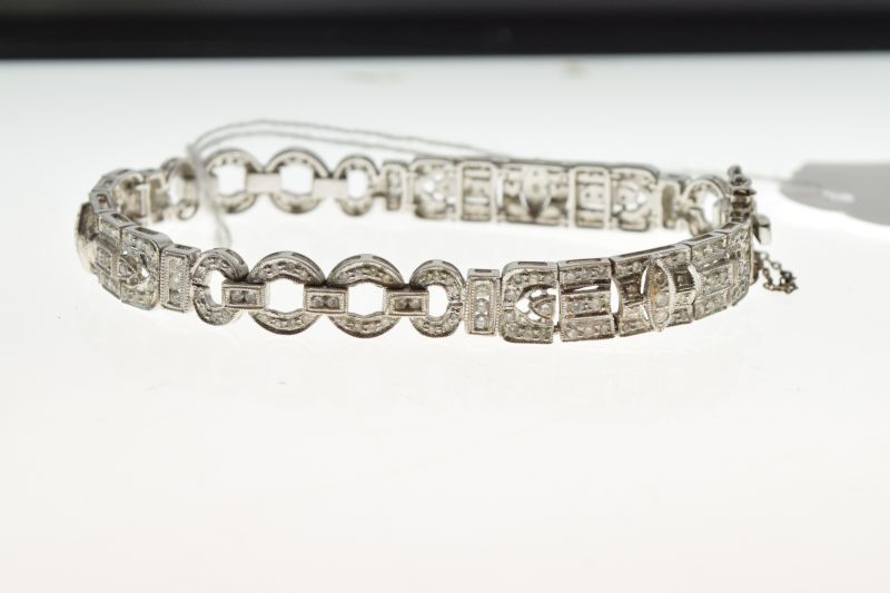 Diamond set 18ct white gold Art Deco style bracelet, set throughout with a total of one hundred - Image 2 of 7