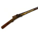 Indian match lock gun 'Torador' late 18th Century, 144cm overall, round barrel with swollen