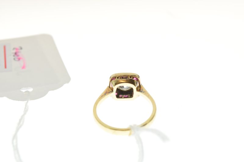 Diamond and calibre ruby 18ct gold ring, Birmingham 1998, the old brilliant cut estimated as - Image 5 of 7