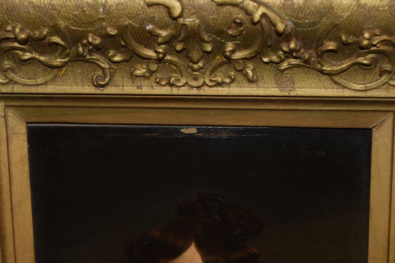 19th Century English School - Oil on board - Pair of portraits of a lady and gentleman, the reverses - Image 5 of 11