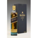 Bottle of Johnnie Walker Blue Label Blended Scotch Whisky in original presentation box