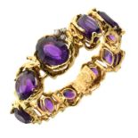 Julia-Plana - Amethyst and diamond bracelet, the eleven variously cut and shaped stones to cast