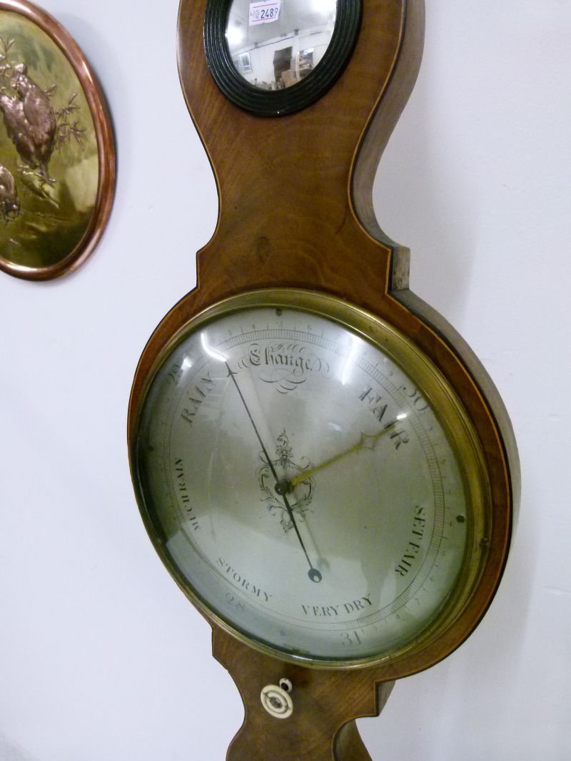 Mid 19th Century inlaid mahogany-cased wheel barometer, P. Bianchi, Blandford, the 10-inch - Image 4 of 9