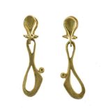Pair of Italian drop earrings, stamped '750' and indistinct signature, 4.5cm long, 8.7g gross