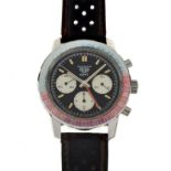 Heuer - Rare Autavia First Execution chronograph wristwatch, ref: 2446 G.M.T., stainless steel