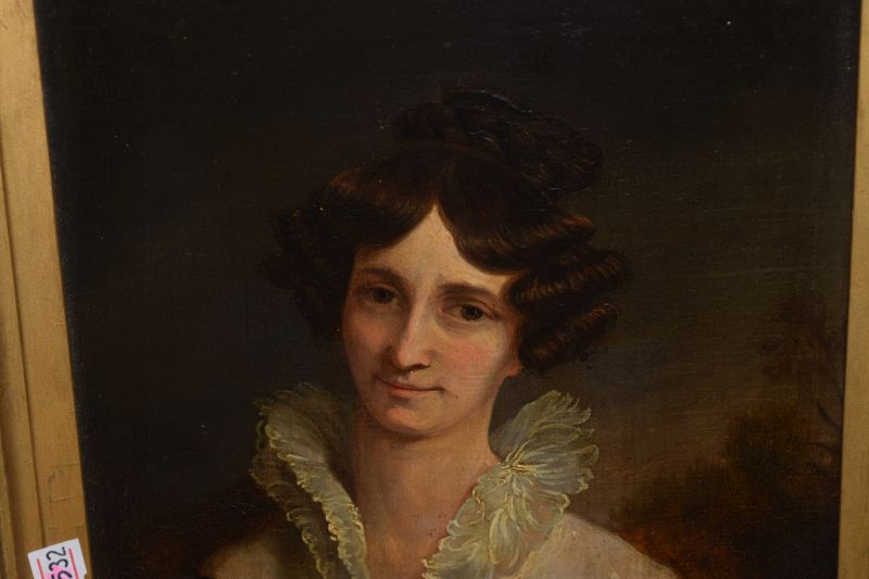 19th Century English School - Oil on board - Pair of portraits of a lady and gentleman, the reverses - Image 4 of 11