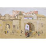 James Kerr-Lawson (1865-1939) - Pencil and watercolour - Southern Mediterranean Gatehouse, signed on