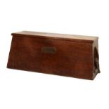 Maritime Interest - Teak chest or trunk, the hinged rectangular cover on broadening base with plaque