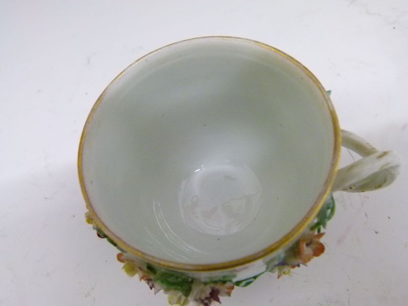 Late 19th Century Meissen porcelain chocolate cup, cover and saucer, each painted with insects and - Image 8 of 11