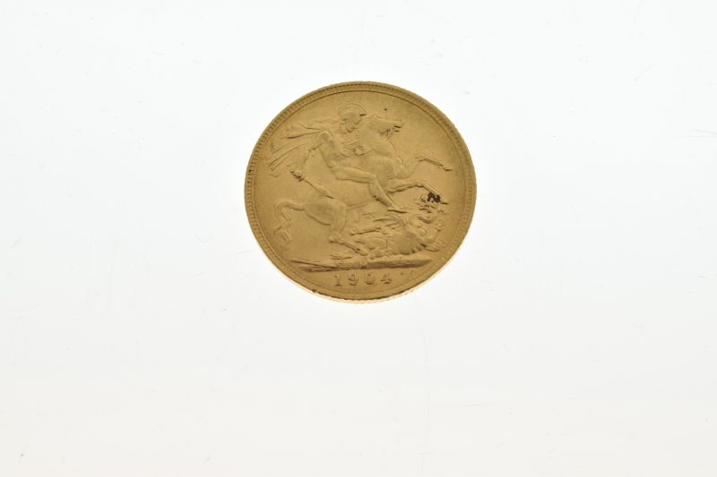 Gold Coin - Edward VII sovereign, 1904 Condition: Some light surface wear and wear to edges from - Image 2 of 5